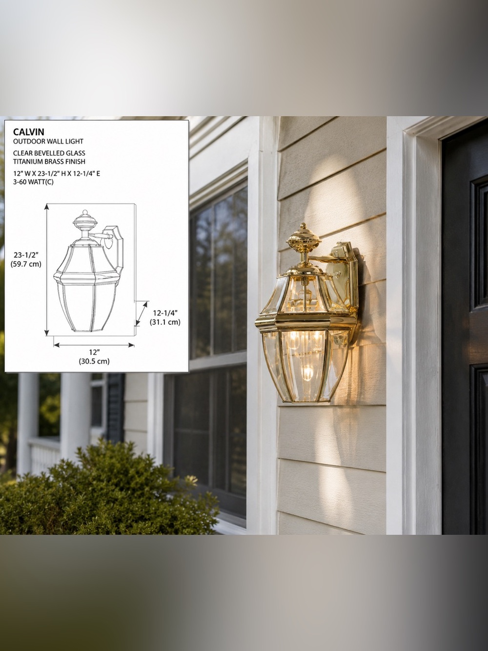 Polished Brass Outdoor Wall Lantern - Gold Finish